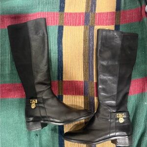 Michael Kors Black Over the Knee Boots with Gold Details